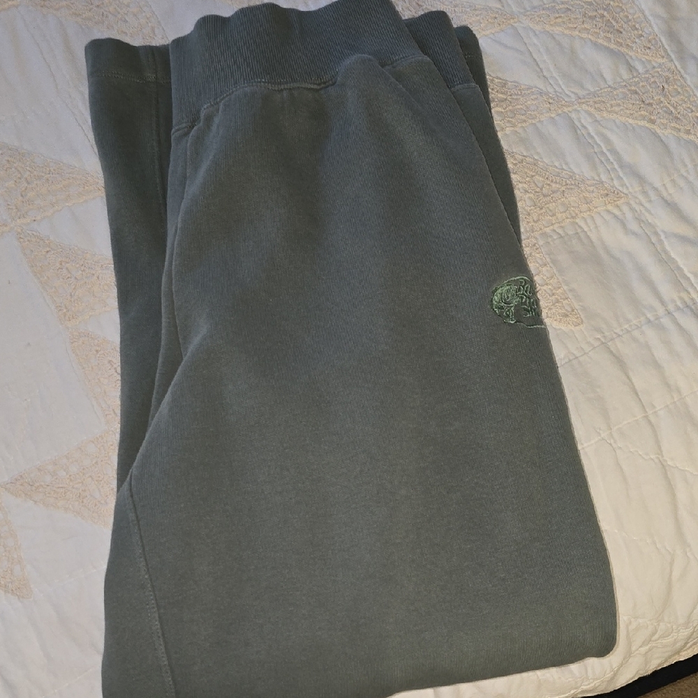 Dark Green Bass Pro Wide Leg Sweatpants with Small Embroidered Logo